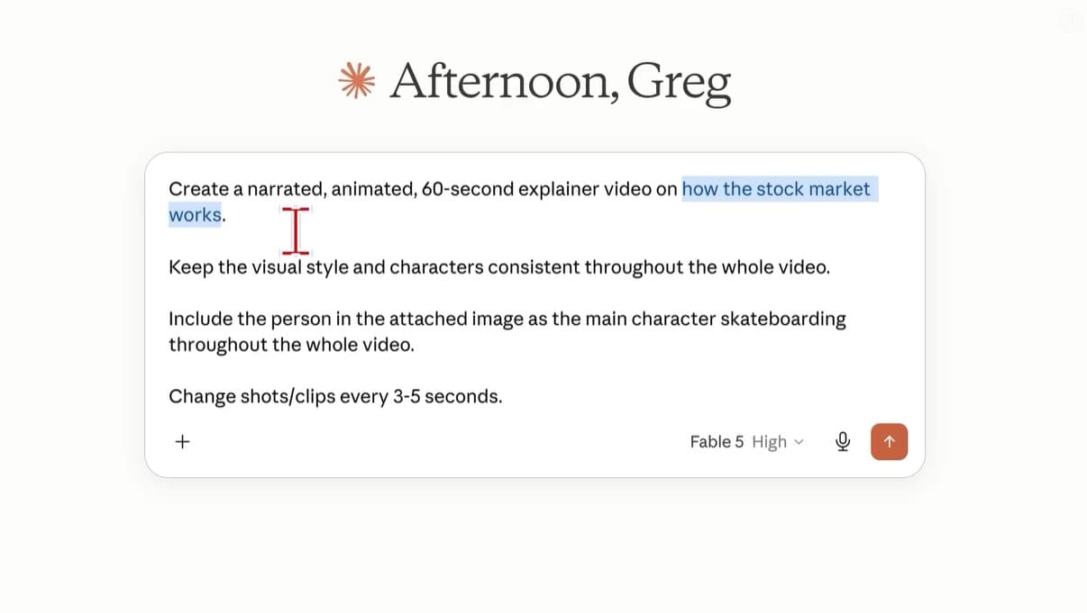 Claude prompt showing the four required elements for video generation
