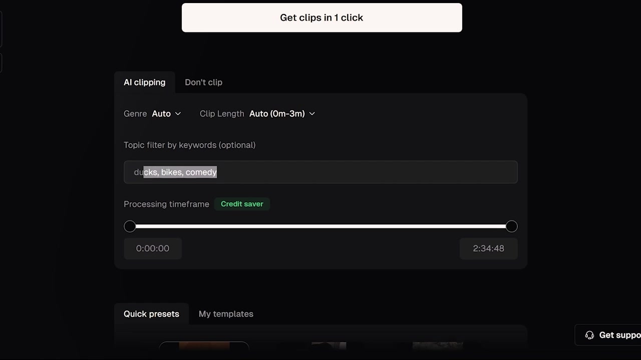 OpusClip AI Prompt Input Panel