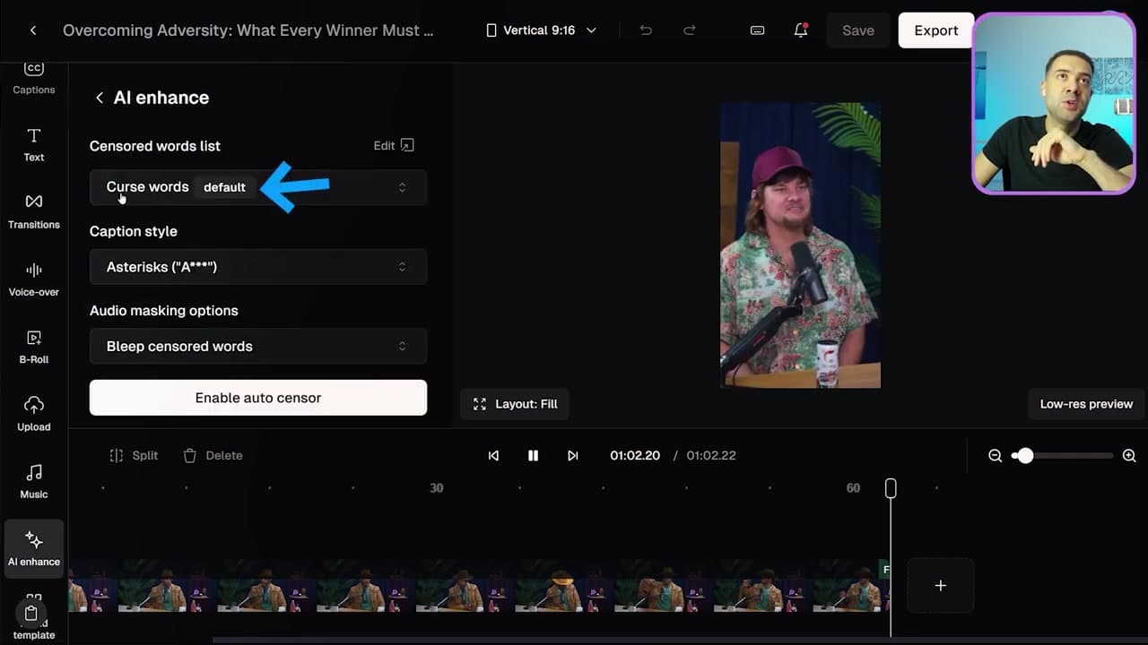 OpusClip Auto Censor Settings