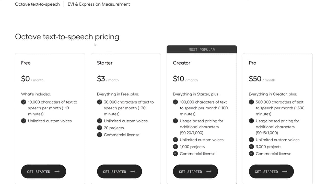 Hume Octave pricing plans on the official website
