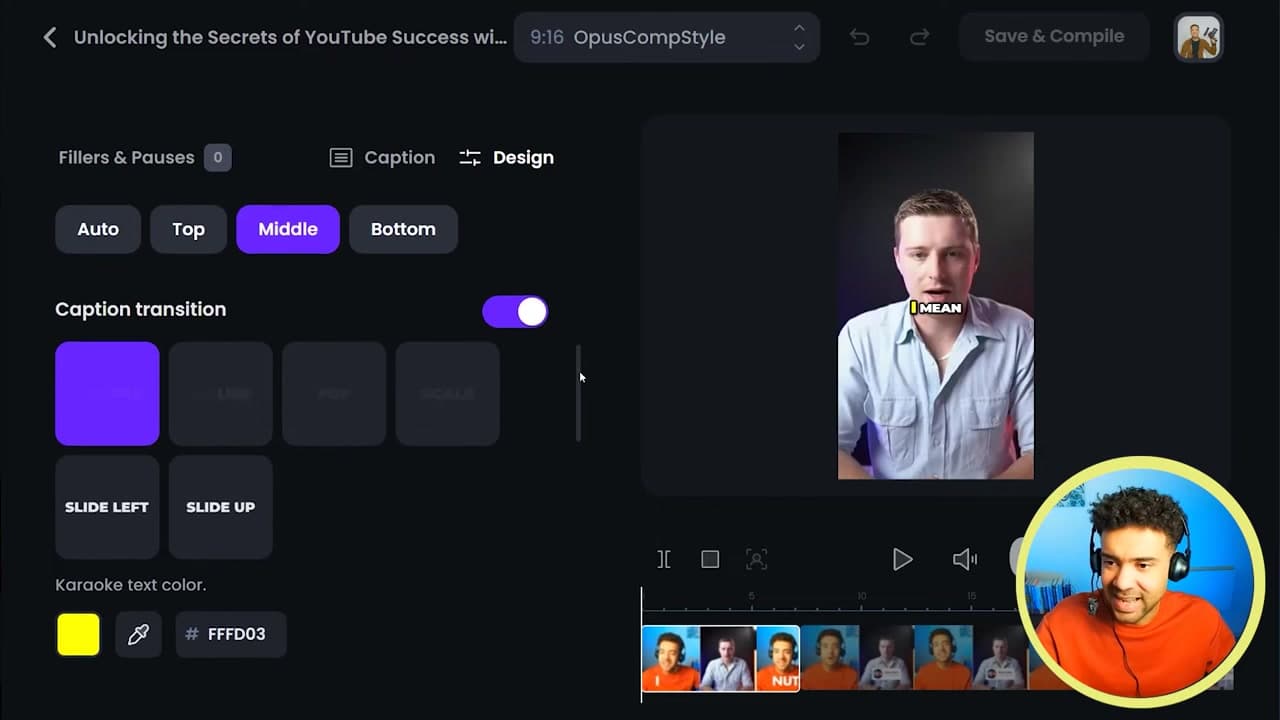 Opus Clip video preset and animation editor