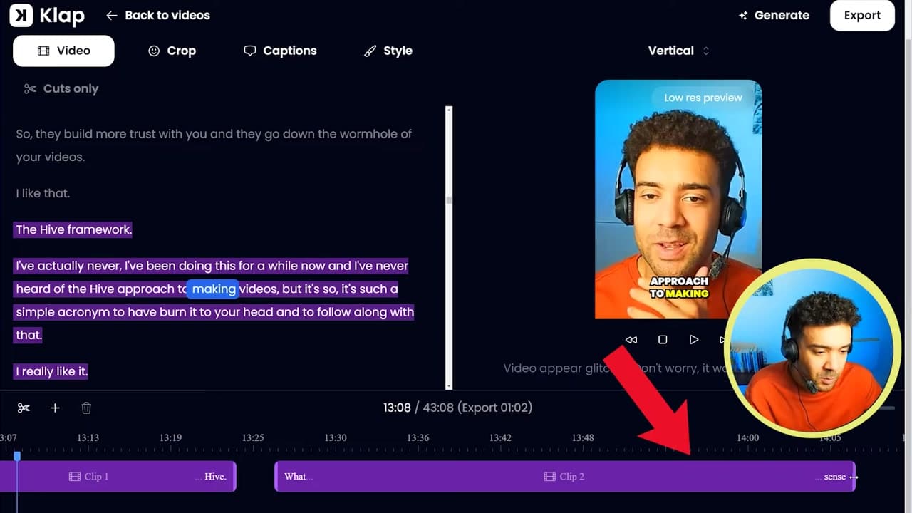 Klap drag and drop timeline editor