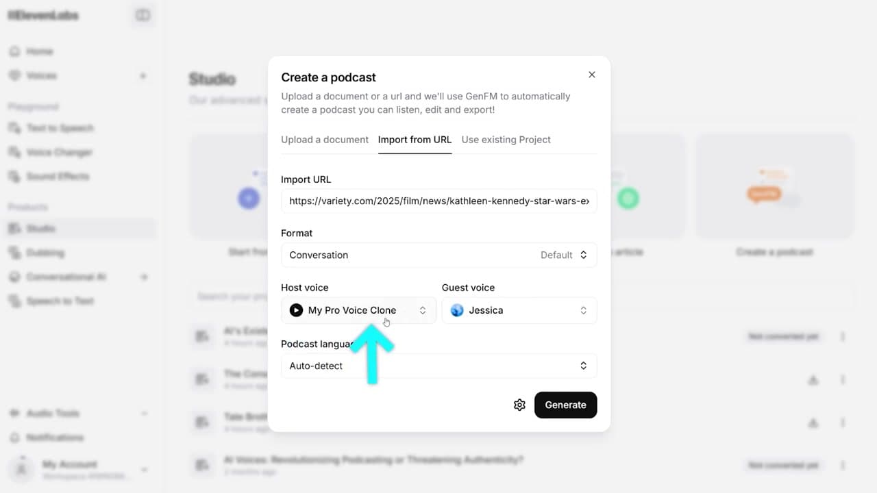 Choosing host and guest voices in GenFM
