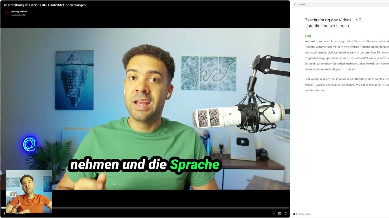 German subtitles preview on exported video