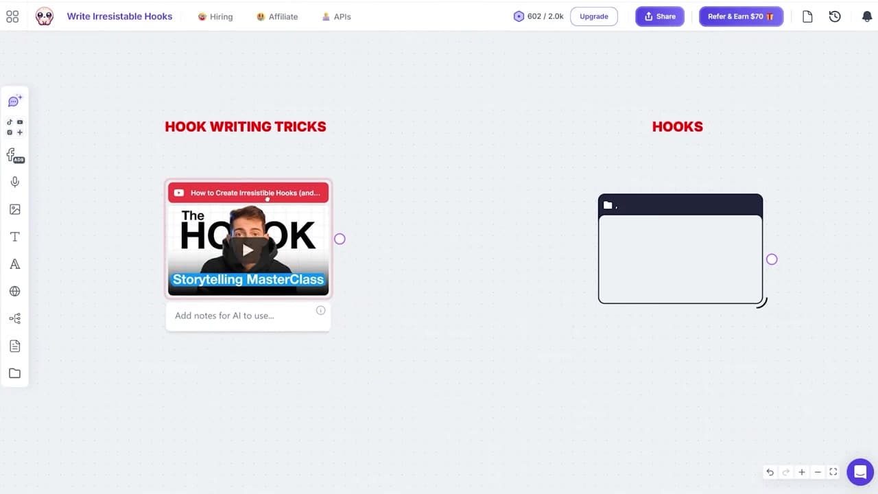Dropping a YouTube video source into the Poppy AI visual canvas
