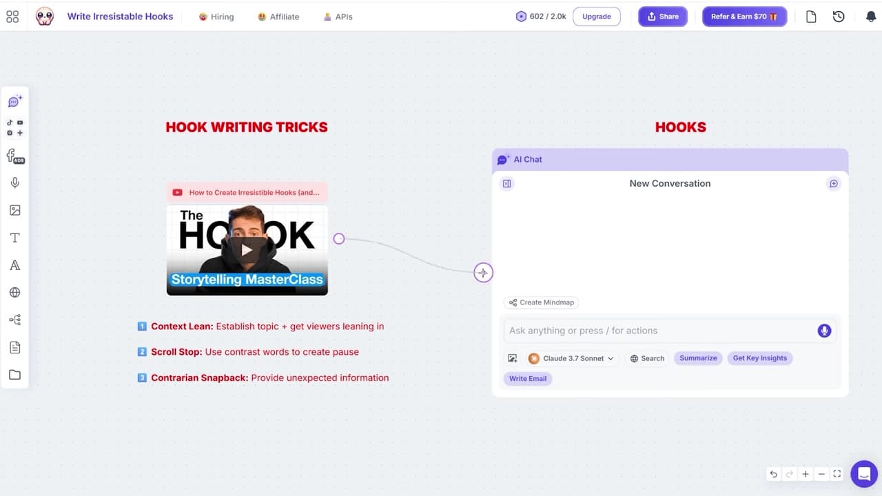 Connecting content cards to the AI chat interface inside Poppy AI