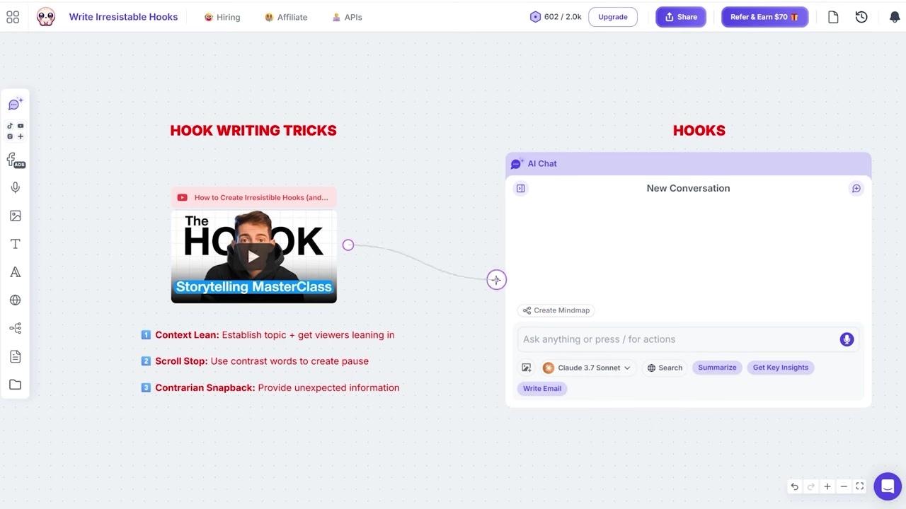 Connecting content cards to the AI chat interface inside Poppy AI