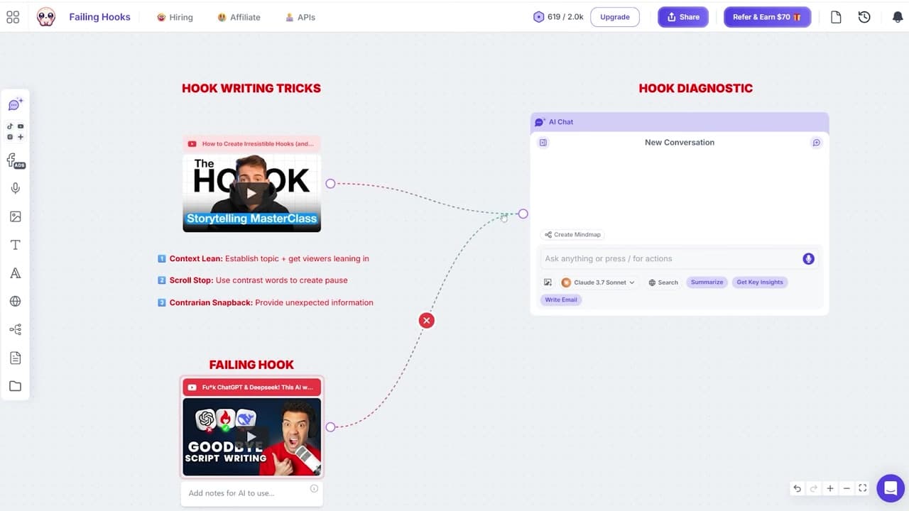 Diagnosing a failing YouTube hook in Poppy AI