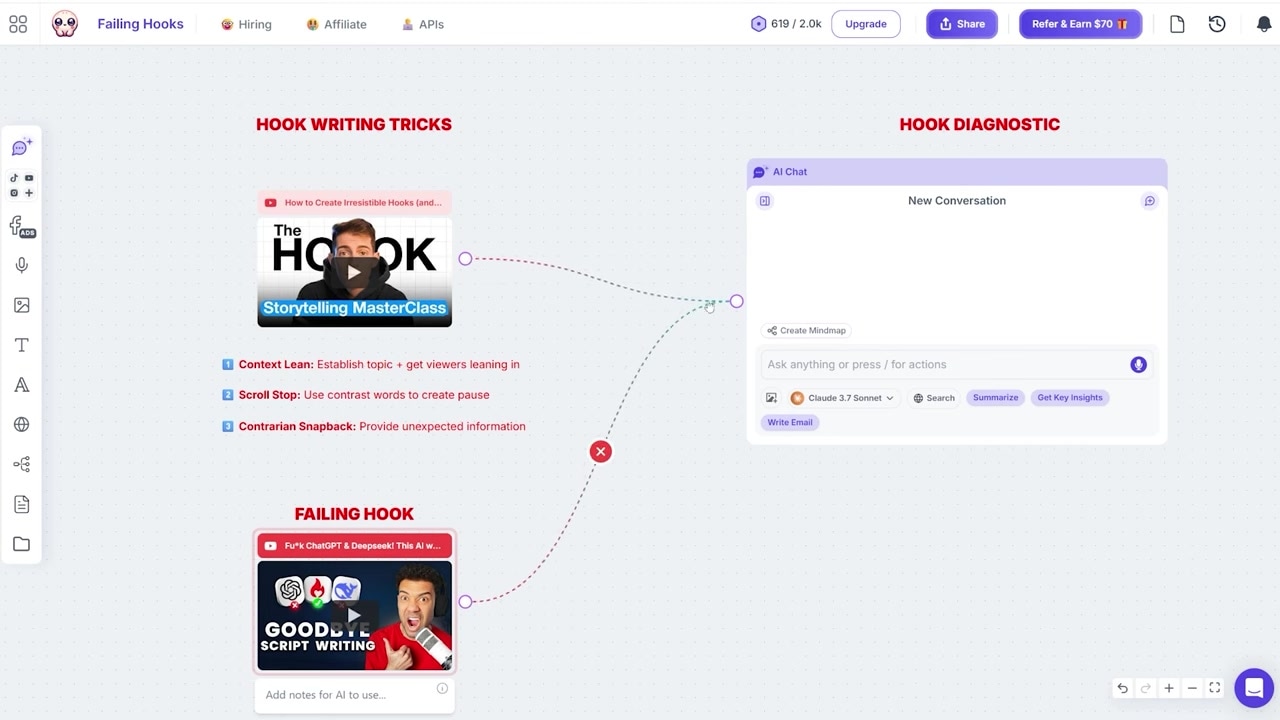 Diagnosing a failing YouTube hook in Poppy AI