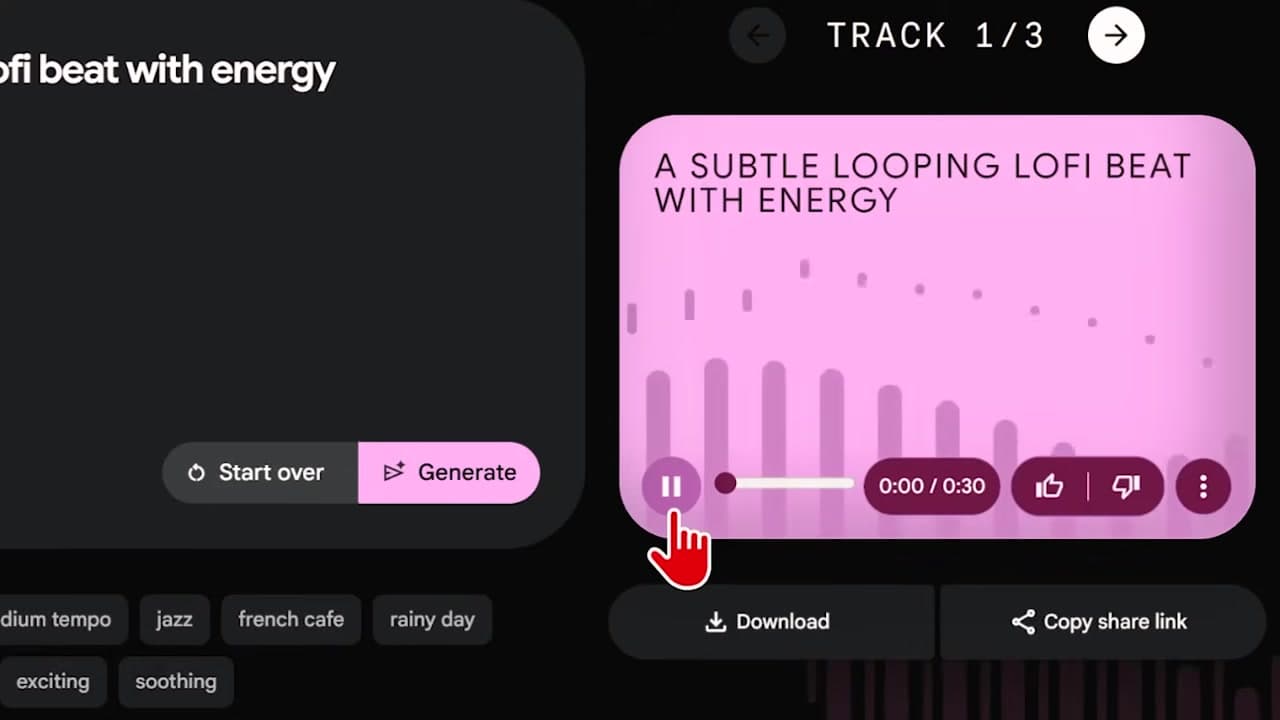 Generating a custom lofi beat in MusicFX