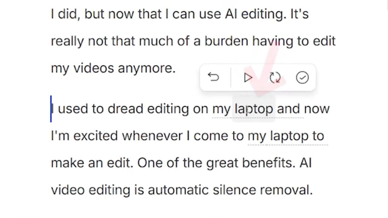 Transcript correction in Descript swapping the word computer for laptop