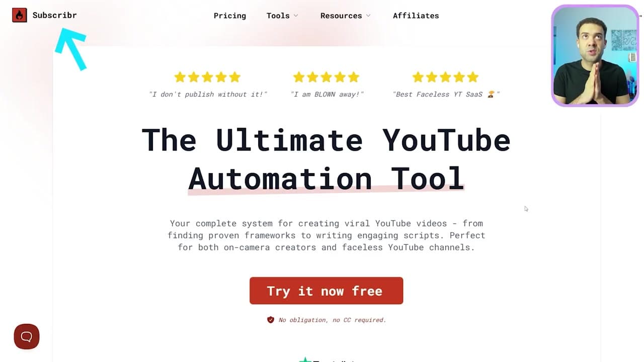 Subscribr AI Homepage UI
