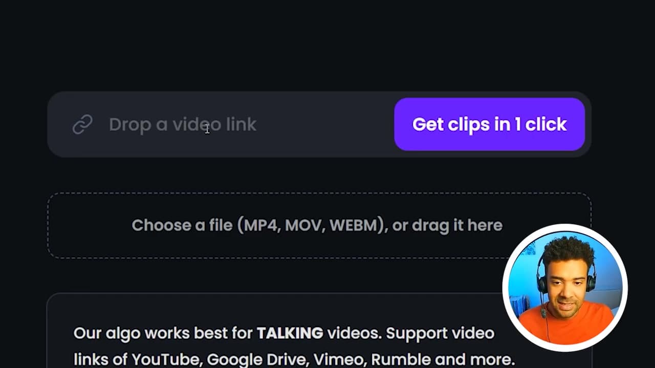 Pasting a long-form YouTube video link into the Opus Clip dashboard