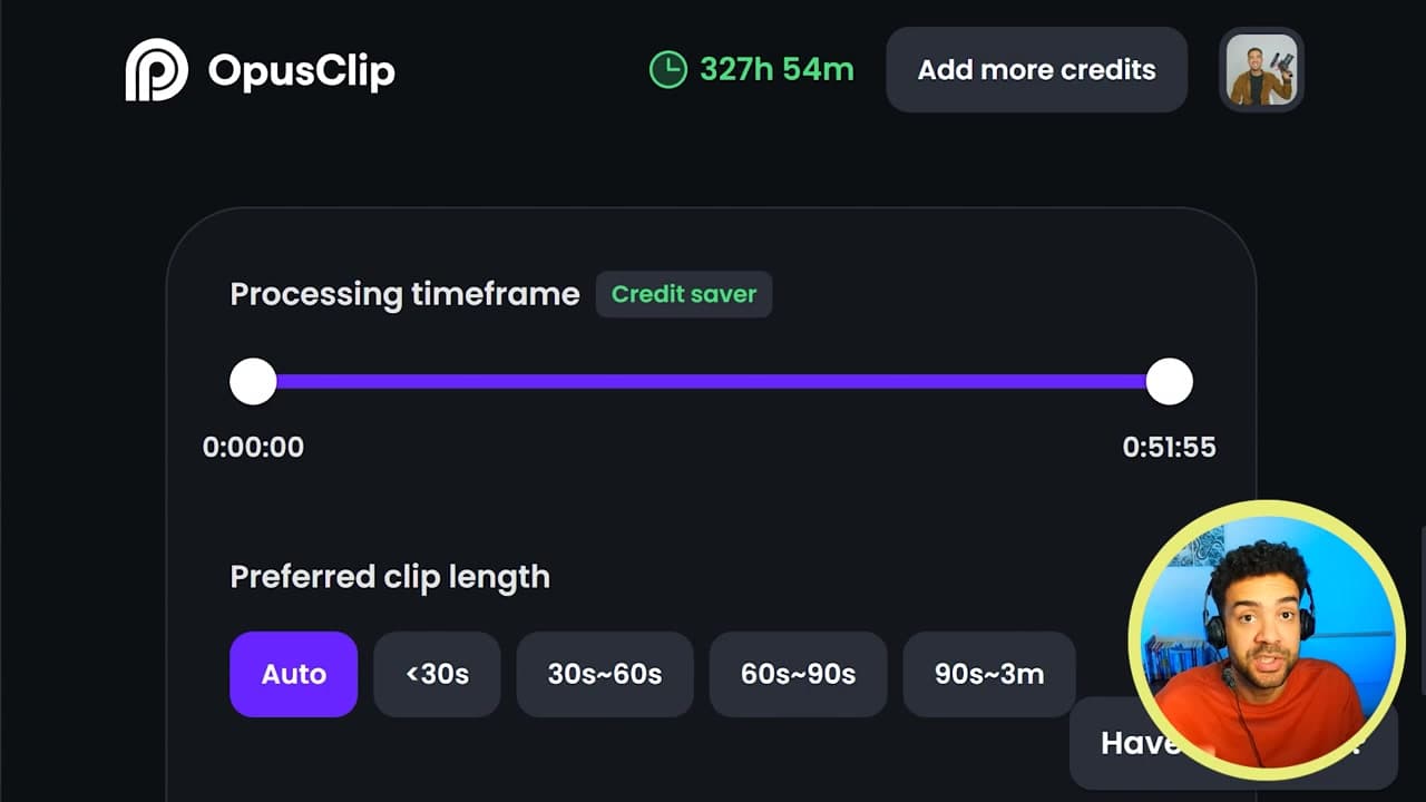 Setting clip length boundaries under 60 seconds in settings