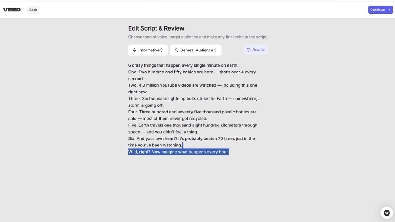 Modifying the AI-generated script