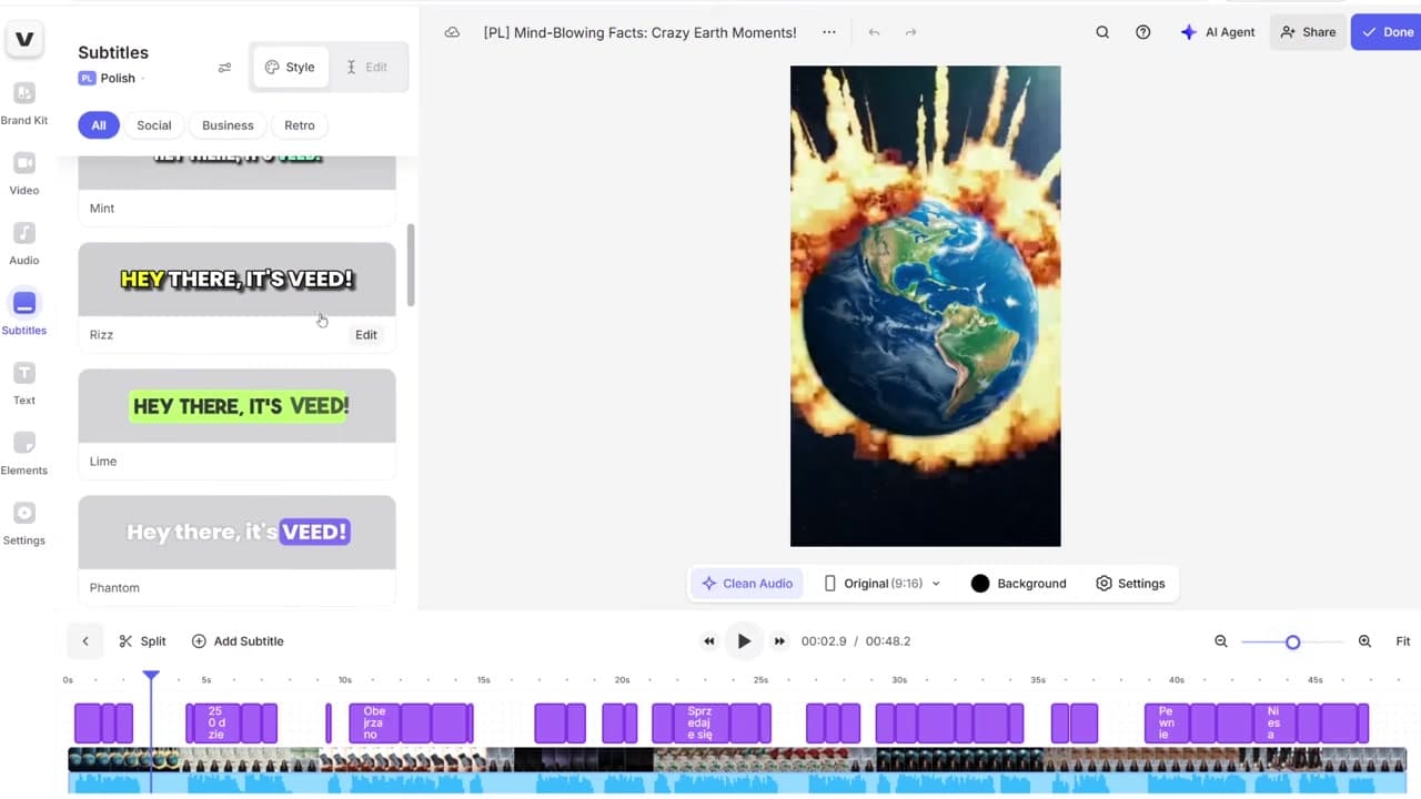 Adding translated captions to the dubbed video