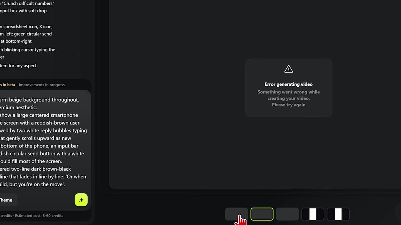 Failed Render Projects in Higgsfield Dashboard