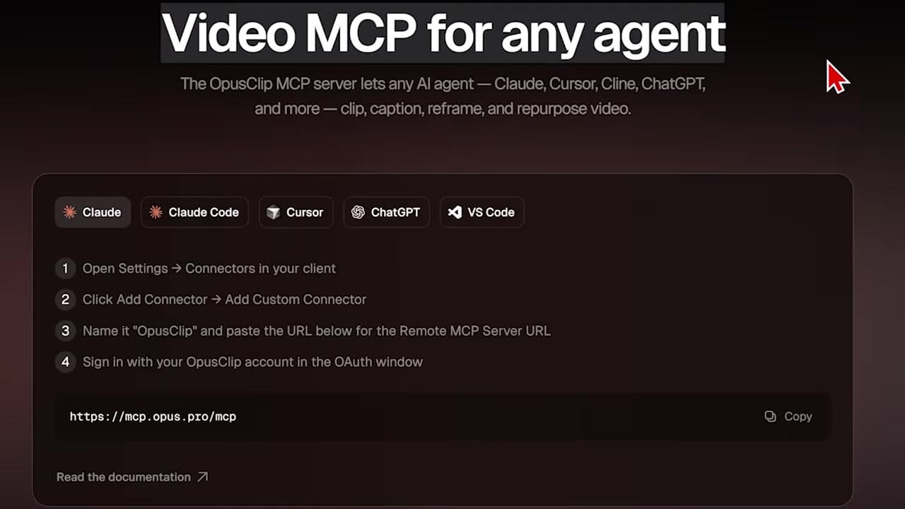 OpusClip MCP Setup Page