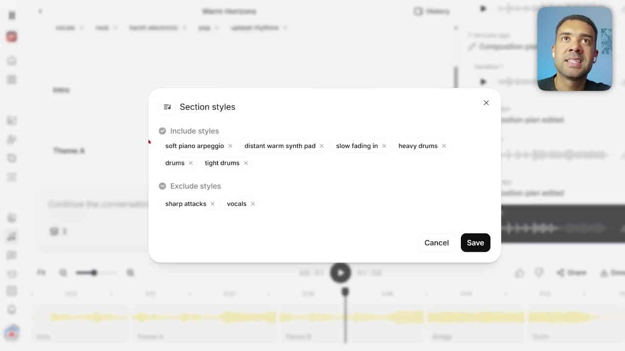 Changing styles and instruments on a section level