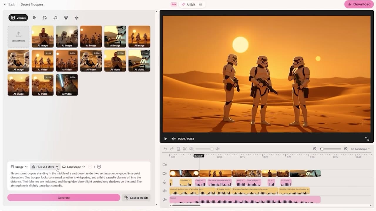 FLUX.1 Ultra image generation settings in the AIVideo interface