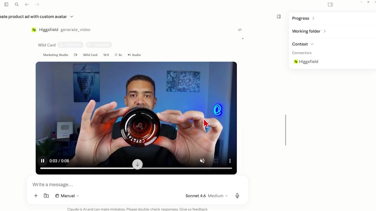 Promotional yo-yo ad generated in Claude using Higgsfield MCP