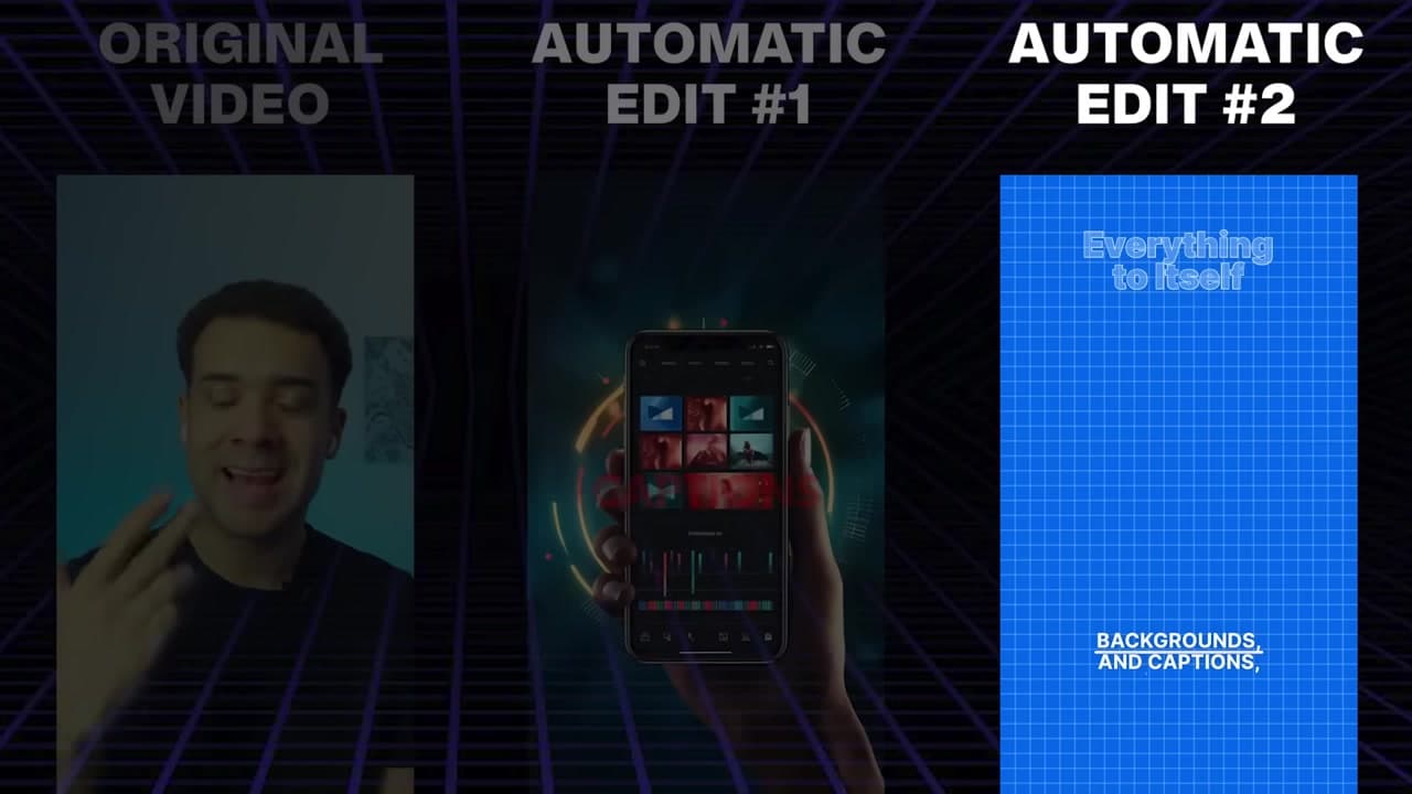 Captions AI interface showing automatically generated animations and captions on a video