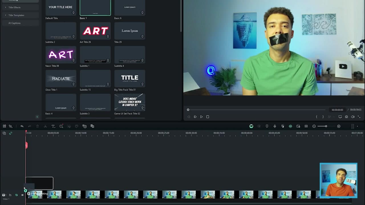 Adding a basic text template to the Filmora timeline