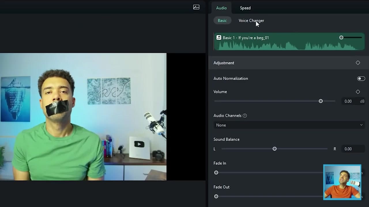 Modifying voice characteristics using the Filmora Voice Changer