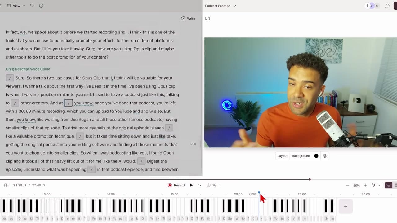 Descript automatic multicam editing interface