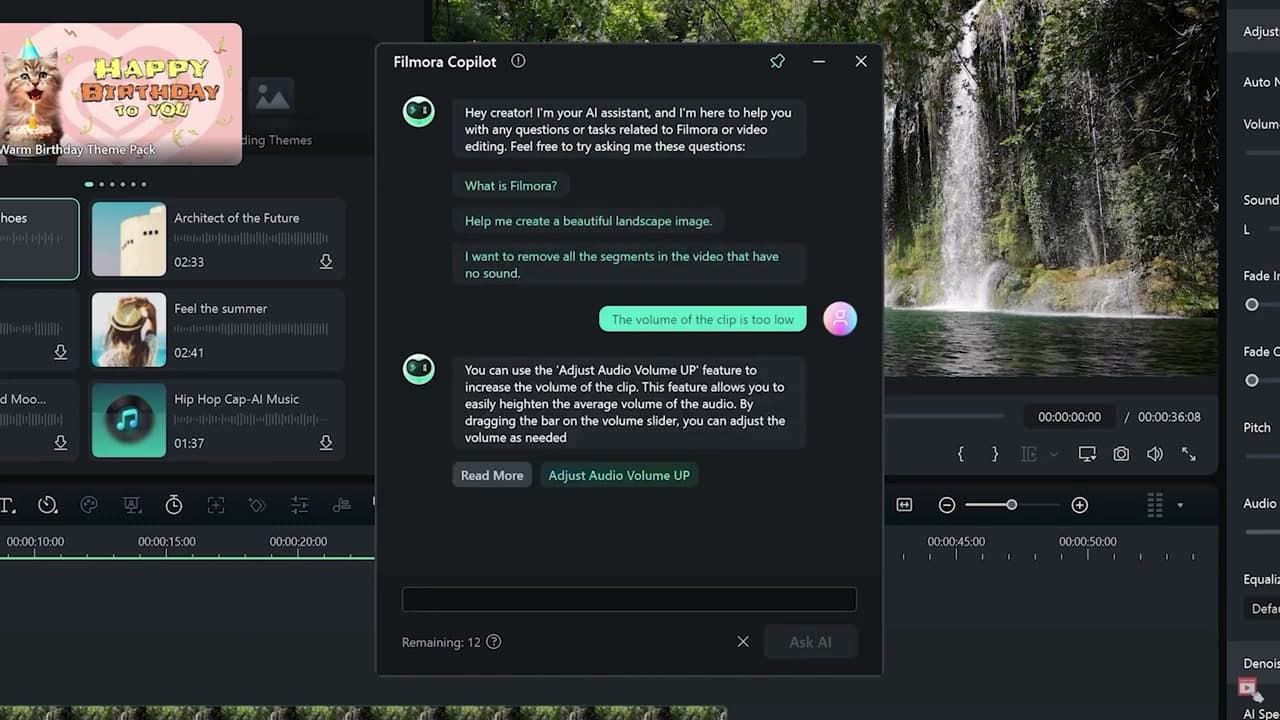 Filmora 14 AI Copilot Prompt Panel