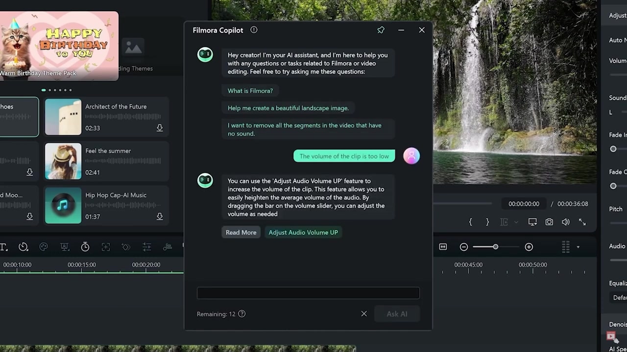 Filmora 14 AI Copilot Prompt Panel