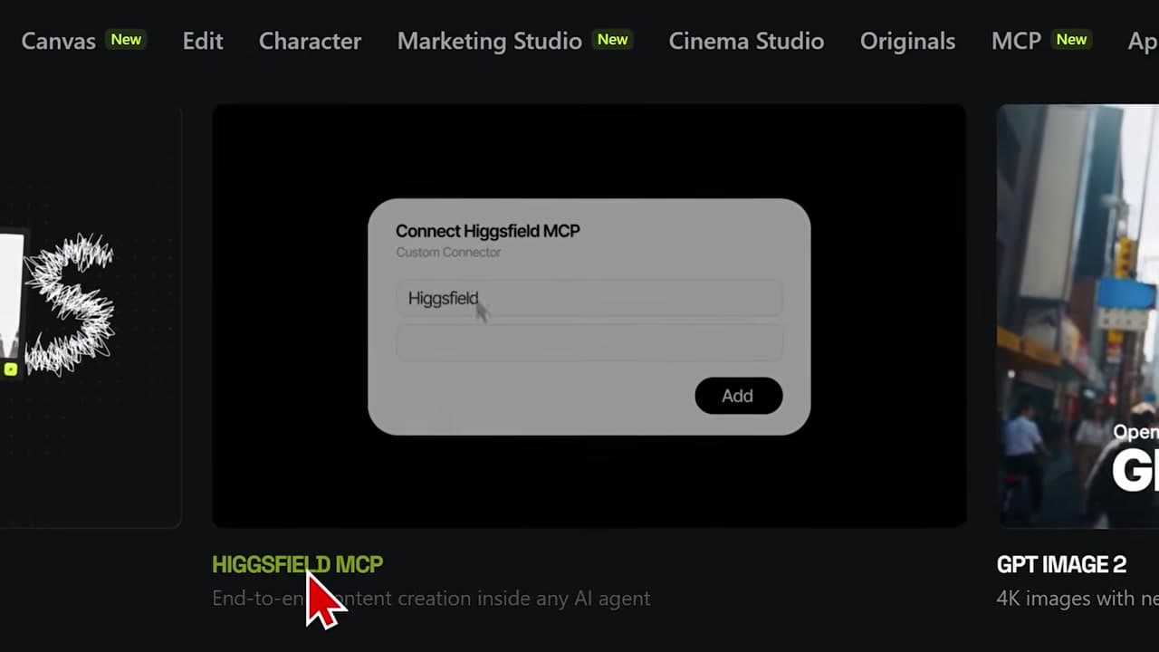 Higgsfield MCP setup documentation